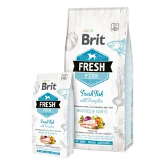 Brit Fresh sausas maistas didelių veislių suaugusiems šunims su žuvimi ir moliūgais 12 kg