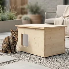 catcabin kačių namelis lauke, atsparus žiemai, Stogas Premium (sietografija), su antru įėjimu, be izoliacijos, 1 vnt. — 5 nuotrauka