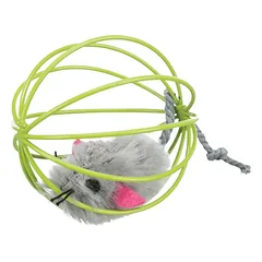 Trixie Plush Mice In A Wire Ball žaislas katėms su pliušine pele ir varpeliu, 6 cm, 1 vnt. — 4 nuotrauka