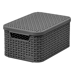Krepšelis Curver su dangčiu "Rattan Style S grey