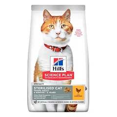 HILL'S SP Feline sterilised adult chicken sausas maistas suaugusioms sterilizuotoms katėms su vištiena, 1,5 kg