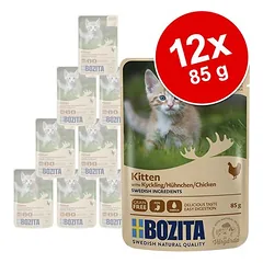 Bozita kąsneliai padaže Kitten 12 x 85 g, drėgnas maistas kačiukams