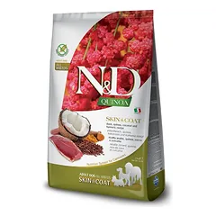 Farmina N&D Dog Grain Free Adult Skin Coat All Breed begrūdis sausas maistas šunims su antiena ir bolivine balanda, 2.5 kg
