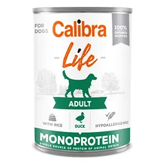CALIBRA Dog Life can Adult Duck with rice vieno baltymo konservai suaugusiems šunims su antiena ir ryžiais, 400 g