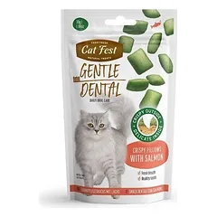 Cat Fest Dental traškūs pagalvėlės su lašiša katės dantų skanėstas, 30 g