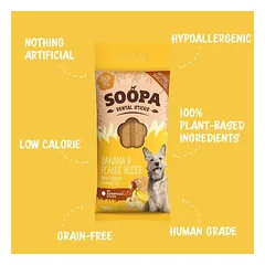 SOOPA Bananų ir riešutų sviesto lazdelės šunims, Banana & Peanut Butter Dog Dental Sticks, 100g — 4 nuotrauka