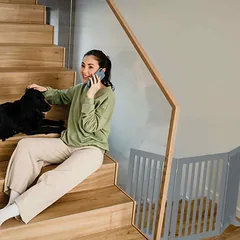 Apsauginiai varteliai naminiams gyvūnėliams Relaxdays 10036752_1088, 3 dalių, Pilki, 154 × 70 × 30 cm — 3 nuotrauka