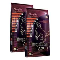 TROPIDOG Spuer Premium adult medium & large breed vištiena ir lašiša 2x15kg 