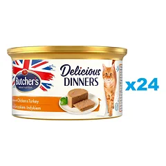 BUTCHER'S Classic Delicious Dinners su vištienos ir kalakutienos putėsiais 24x85 g