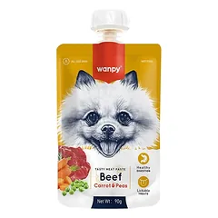 Wanpy pasta šunims su jautiena morkomis ir žirneliais 5×90 g