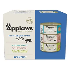 APPLAWS Cat Tin Fish Selection in Jelly Multipack 12x70g drėgnas ėdalas su žuvimi želė katėms