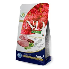 Farmina N&D Quinoa Weight Management Lamb Broccoli be grūdų sausas maistas katėms svorio kontrolei, 300 g
