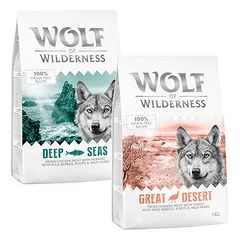 Wolf of Wilderness mišrūs bandomieji rinkiniai – begrūdis sausas maistas šunims, < 1,4 kg — 4 nuotrauka