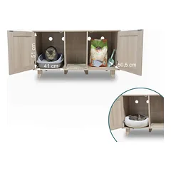 Kačių tualeto spintelė Relaxdays, XXL, 2 skyriai, 120 × 65 × 52 cm — 3 nuotrauka