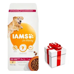 IAMS sausas pašaras Vitality vyresniems didelių veislių šunims, su vištiena 12kg + STAIGMENA ŠUNIUI