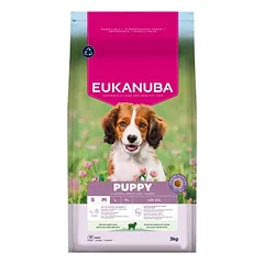 EUKANUBA Puppy Small Medium Breeds Lamb Rice 3 kg sausa maistas šuniukams mažų ir vidutinių veislių, turintis avienos ir ryžių parduotuvėje pethappy.lt