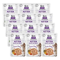 BRIT CARE Cat Kitten Fillets in Gravy with Tender Turkey Enriched with Sea Buckthorn and Nasturtium 12x85g