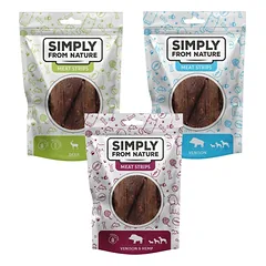 SIMPLY FROM NATURE Meat Strips Mėsos juostelės Mišrių skonių su žvėriena be paukštienos 3x80 g