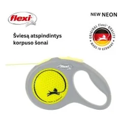 Flexi New Neon M automatinis pavadys, 5 m, virvutė — 3 nuotrauka