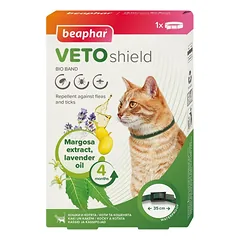 Beaphar Bio Band Cat nuo blusų ir erkių antkaklis katėms, su natūraliomis aliejomis, 35 cm