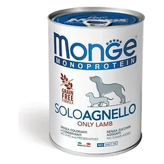Monge Monoproteico Solo Agnello – Monoproteininiai konservai šunims su gryna ėriena, 400 g — 2 nuotrauka