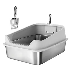 Zatte Katzenklo Edelstahl offen XL, hoher Rand, bis 12 kg 70x50x30 cm