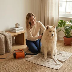 TAURO Mini gyvūnų augintinių kailio priežiūros džiovintuvas - pūstuvas, oranžinis, EU jungtis — 5 nuotrauka