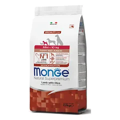 Monge Mini Puppy and Junior Monoprotein su ėriena ir ryžiais, sausas maistas šuniukams 0,8 kg parduotuvėje Petz.lt