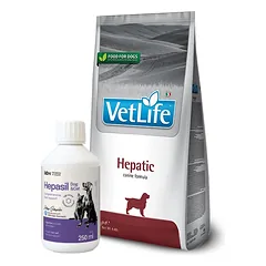 FARMINA Vet Life Dog Hepatic 2kg + Lab-v Hepasil Dog & Cat preparatas šunų ir kačių kepenų veiklai gerinti 250 ml
