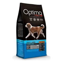Optima Nova Puppy Large Chicken & Rice – visavertis sausas maistas didelių veislių šuniukams nuo 2 iki 15 mėnesių amžiaus, 12 kg