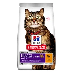 Hill’s Science Plan Feline Sensitive Stomach & Skin Chicken Sausas maistas suaugusioms katėms turinčioms jautrų virškinimo traktą (su vištiena)300 g