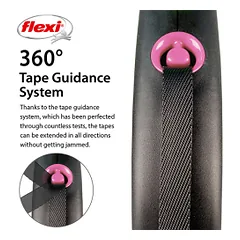 Flexi Black Design juostinis, rožinis pavadėlis šunims, S, 5 m — 3 nuotrauka