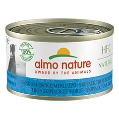 Almo Nature HFC Natural Tunas Ir Menkė drėgnas papildomas maistas suaugusiems šunims, 95 g