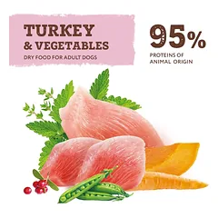 OPTIMEAL begrūdis sausas ėdalas suaugusiems šunims su kalakutiena ir daržovėmis 1.5 kg — 4 nuotrauka