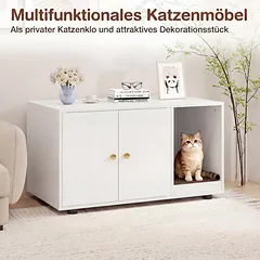 Kačių tualeto spintelė su draskykle, ruda/balta, 90 × 50 × 50 cm — 5 nuotrauka