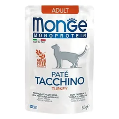 Monge Monoprotein Adult begrūdis konservuotas pašaras katėms su kalakutiena 85g