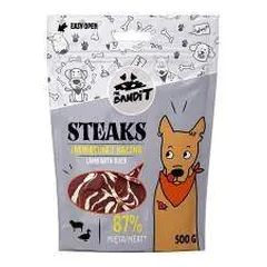Mr. Bandit Steaks skanėstai šunims su ėriena ir antiena, 500 g