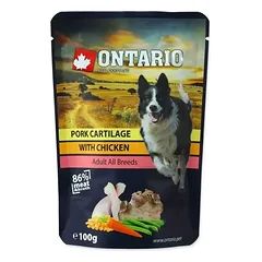 Ontario konservai šunims su kiaulienos kremzlėmis ir vištiena, 100 g