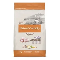 Nature’s Variety Original No Grain Sterilized Turkey sausas maistas suaugusiems sterilizuotiems katams su kalakutiena, 7 kg