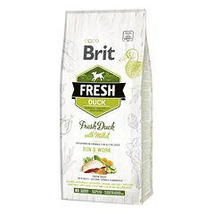 Brit Fresh Duck Millet Active Run & Work sausas pašaras suaugusiems aktyviems šunims, 12 kg