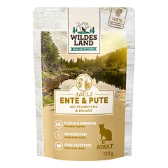 WILDES LAND duck&turkey begrūdžiai konservai katėms su antiena ir kalakutiena, 100 g