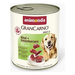 Animonda GranCarno Adult Beef + Duck Hearts: konservai suaugusiems šunims su jautiena ir ančių širdelėmis, 800 g