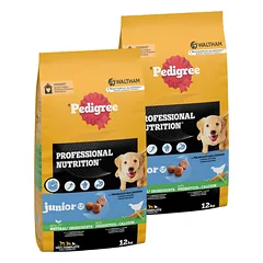 PEDIGREE Professional Nutrition Junior su paukštiena ir daržovėmis 2 × 12 kg – sausas ėdalas vidutinių ir didelių veislių šuniukams