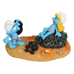 Aqua Della Aquariendekoration Schlümpfe Strand mit Schlumpfine &