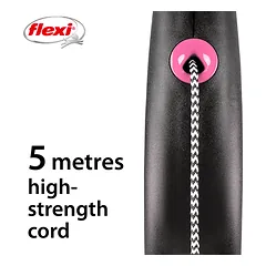 FLEXI pavadėlis šuniui Back Design S virvinis 5m, rožinis — 3 nuotrauka