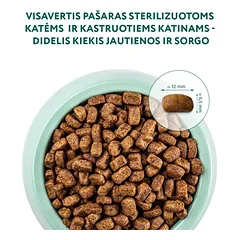 OPTIMEAL sausas maistas sterilizuotoms katėms ir kastruotiems katinams su jautiena 4 kg — 5 nuotrauka
