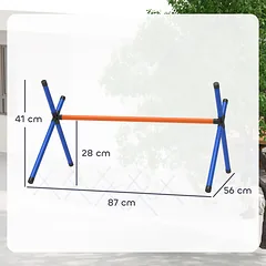 Agility rinkinys šunims su 4 barjerais, reguliuojamo aukščio 13–28 cm, su krepšiu, mažiems šunims, oranžinis — 3 nuotrauka