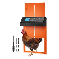 Automatinės vištidės durys su laikmačiu, aliuminis, oranžinės spalvos