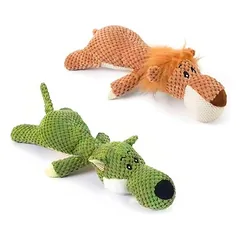 Yiankon Plüsch-Hundespielzeug 2er-Set, Wolf und Löwe