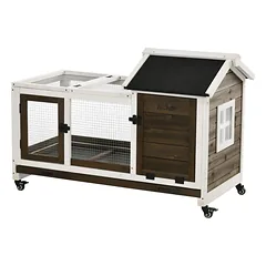 Narvelis 2 nykštukiniams triušiams ar jūrų kiaulytėms, ant ratukų, 108x58x73,5 cm, rudas